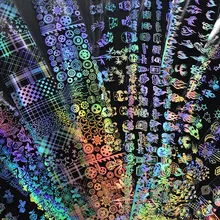 4*20 см 10 шт./компл. лазерная наклейка для дизайна ногтей с изображением пламени s Панда робот переводная фольга бумажная наклейка для ногтей УФ-гель Обертывания клейкие переводные наклейки для ногтей