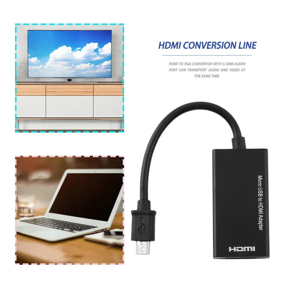 Дисплей порт Micro USB к HDMI Кабель-адаптер конвертер Черный 12 см портативный светильник вес простота в использовании