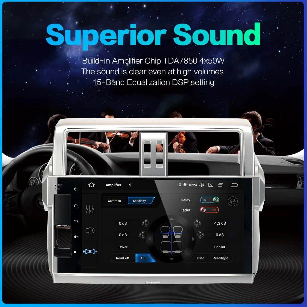 Excellent for Toyota Prado 2014 2015 10.2" IPS Screen Vehicle 2 Din Android 9.0 Car Radio GPS Navigation System Multimedia Player PC Audio 2