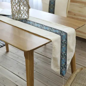 

Flannel Embroidery Table Runner American Country Dining Cloth Home Table Flag Fashion Modern Simple Tassel Pendant Bed Runner