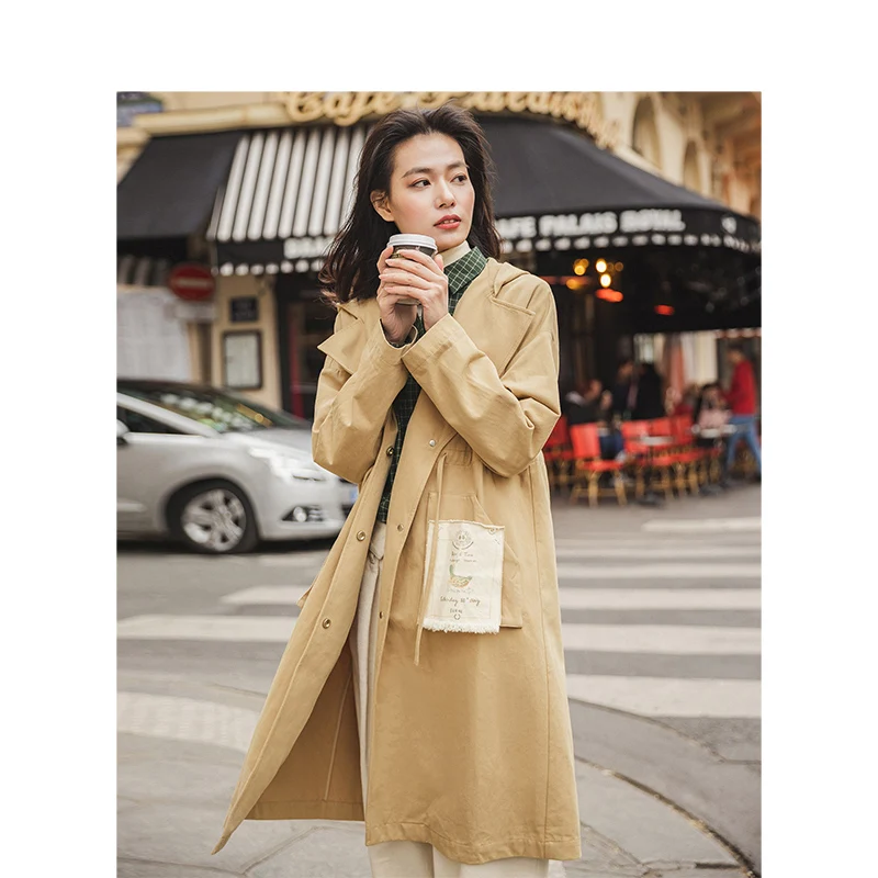 Goedkoop Inman Lente Herfst Solid Katoen Hooded Turn Down Kraag Pocket Mode Vrouwen Jas