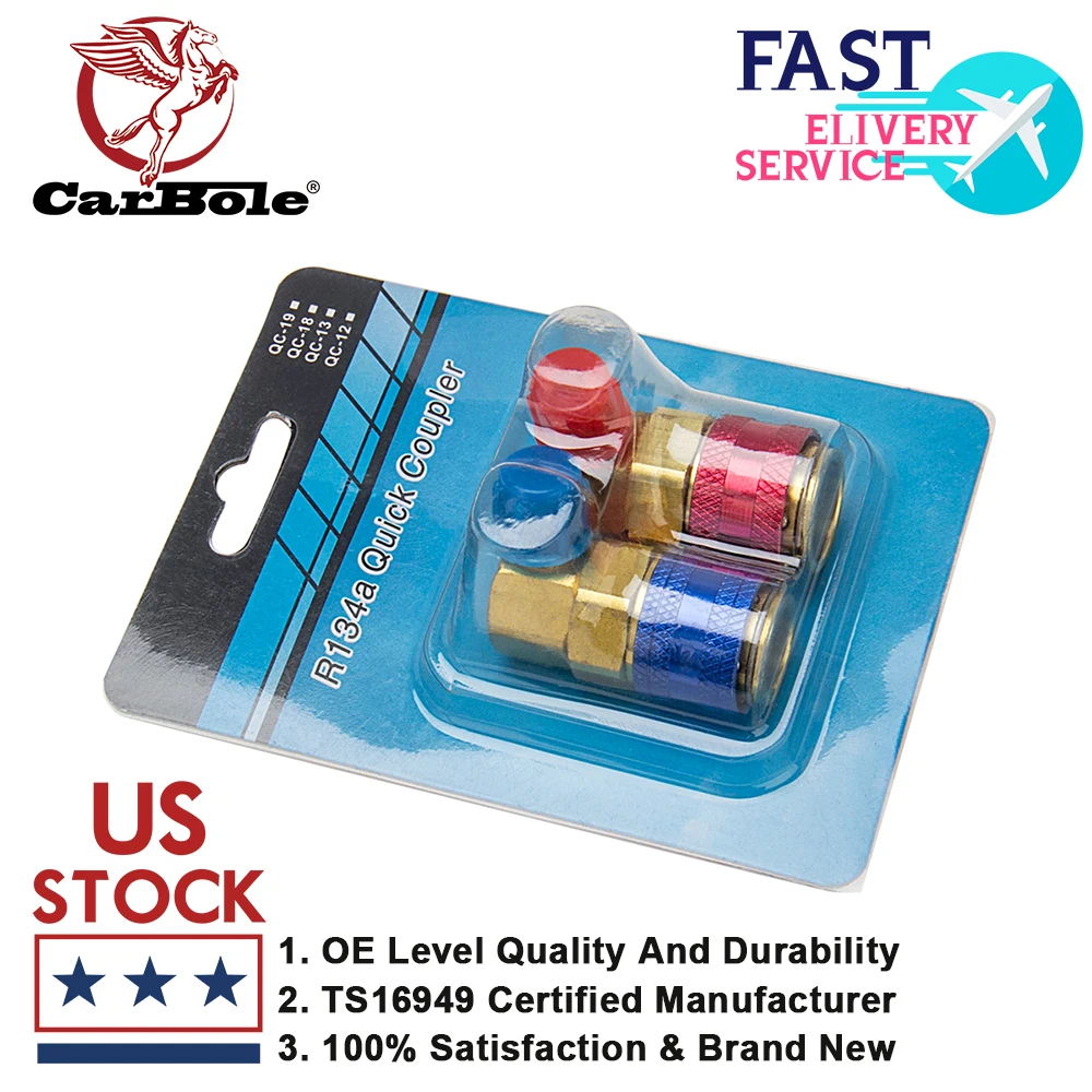 

CarBole 2Pcs Auto car R134a A/C Manifold Gauge R134a A/C Conversion Kit High Low Angle Quick Adapter ACME Car HVAC R134a