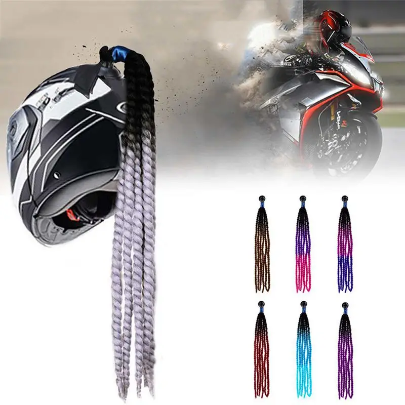 

New Motorcycle helmet braid Women Hair Extension Bun Ponytail Holder Elastic Curly Wig Hairpieces Scrunchie Party Cosplay Wig