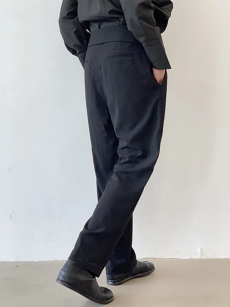 Straight casual loose ribbon personality design joker pants temperament simple new autumn wide leg men's pants  [M-6XL!]