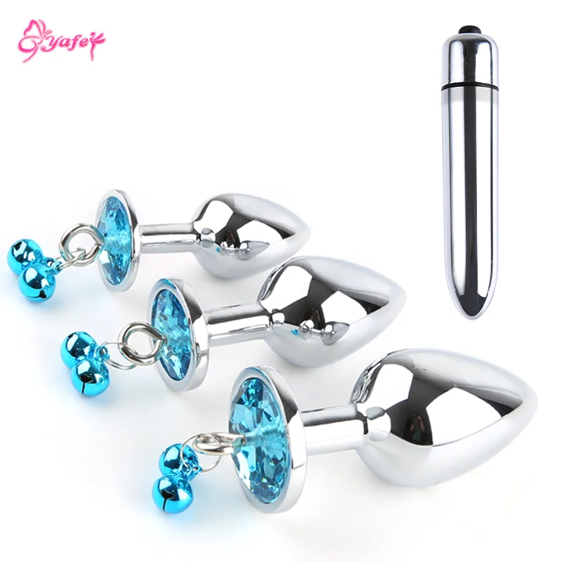 Stainless Steel Anal Beads Crystal Double Bells Butt Plug Stimulator Sex Toys Dildo Vibrator 