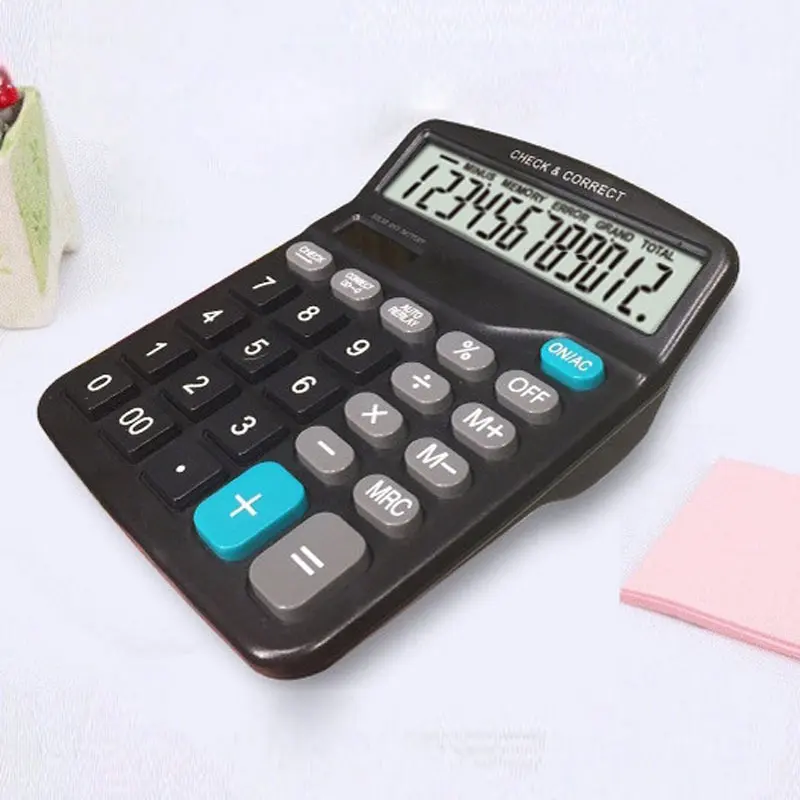

Black 12 Digit Large Screen Calculator Fashion Computer Financial Accounting SP99