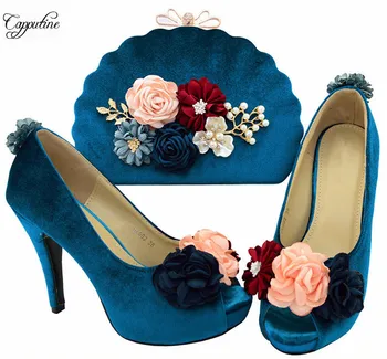 

Most Fashion Spring/Autumn Design Wedding/Party Shoes And Purse Bag Decorated With Flower BL002 Heel Height 11CM