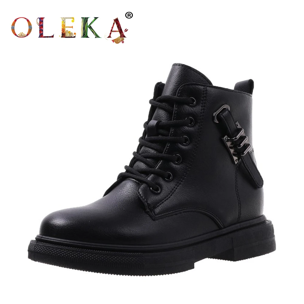 

OLEKA Mid-calf Winter Women Boots Square Heel Metal Decoration Round Toe Ladies Winter Boots Leisure Style Basic New AS749