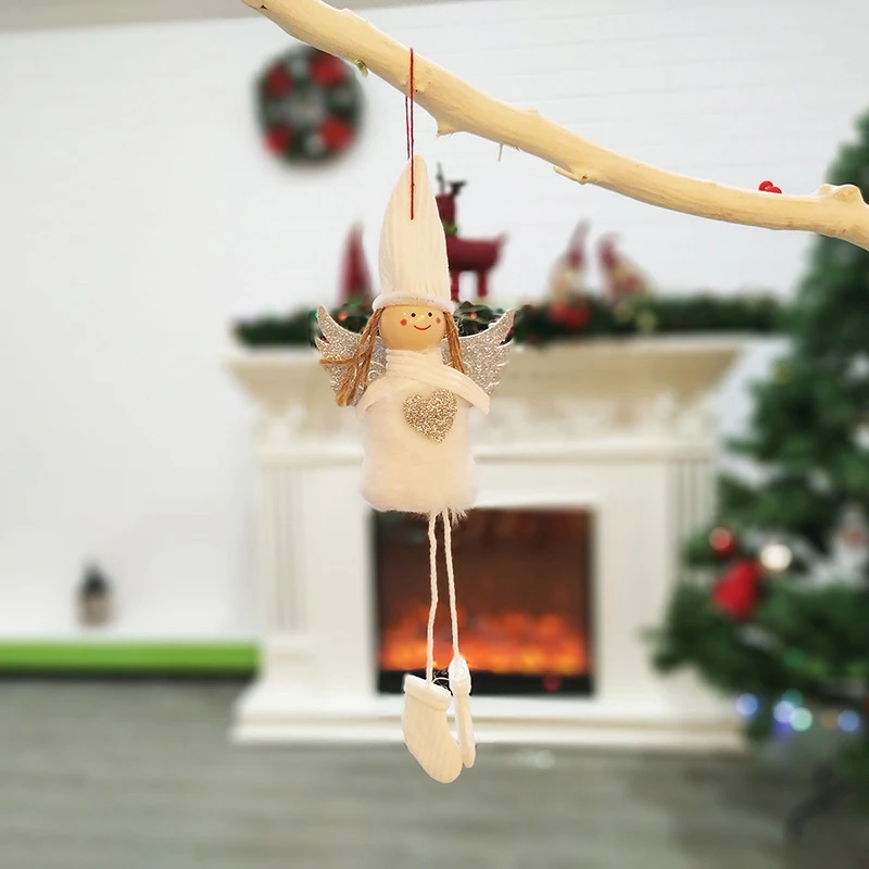 Рождественский плюшевый милый ангел кукольные Подвески Рождественская елка висячие украшения Новогодний подарок для детей игрушки