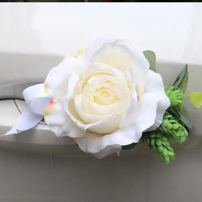 Креативный Свадебный Декор автомобиля ручной цветок дверные ручки автомобиля зеркало заднего вида декоративные угловые цветочные искусственные аксессуары букет - Цвет: B 1