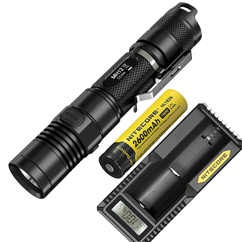 MH12 NL1826 UM10 NITECORE MH12 USB Перезаряжаемый флэш-светильник CREE XM-L2 U2 светодиодный Макс 1000 люмен дальность луча 232 м уличный светильник тактический фонарь - Испускаемый цвет: MH12 NL1826 UM10
