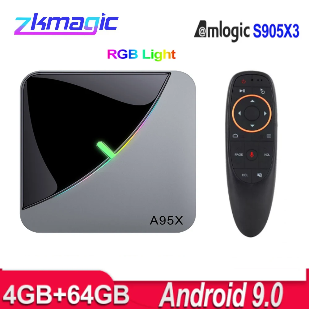 A95X F3 воздуха ТВ Box Android 9 Amlogic S905X3 4 32г 64Г 2 4G/5G Wifi медиаплеер 4K коробка A95XF3 RGB светильник Декодер каналов
