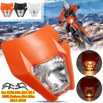 

12V 35W Motorcycle Headlight Headlamp For KTM EXC XCF F SMR Enduro Dirt Bike 2017-2018 Black White Orange