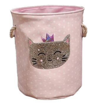 

Dirty Laundry Basket Pink Swan Organizer Basket Drawstring Storage Baskets for Toys Books D35XH40cm Cat Pattern