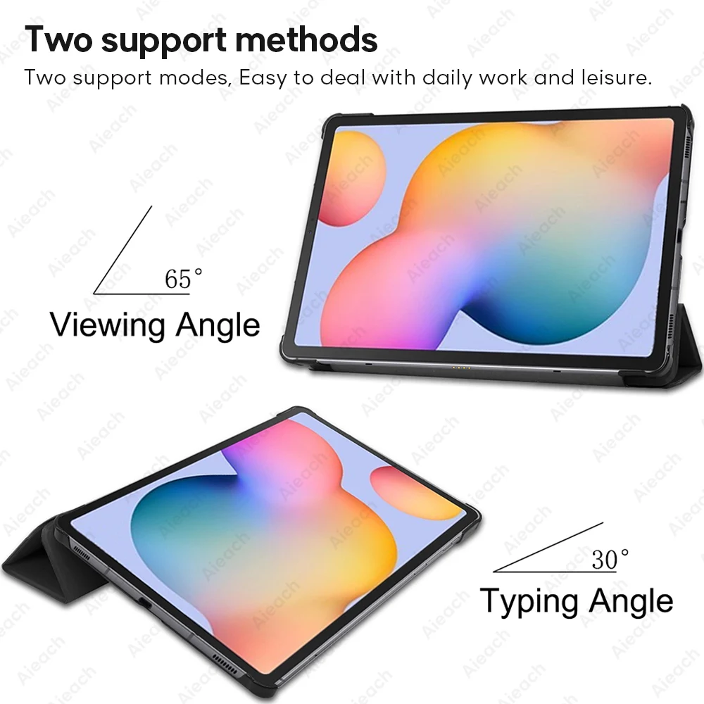 Leather Trifold Stand Case For Samsung Galaxy Tab A 10.1 2019 8.0 S5e Smart Sleep Wake Cover For Galaxy Tab S7 Plus S6 Lite Case-5