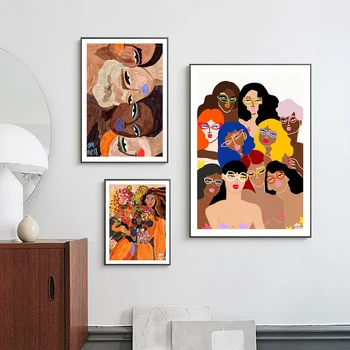 

Modern Abstract Poster Painting Personality Woman Multicolored Canvas Painting Art Print Picture Wall Living Room Home Decor