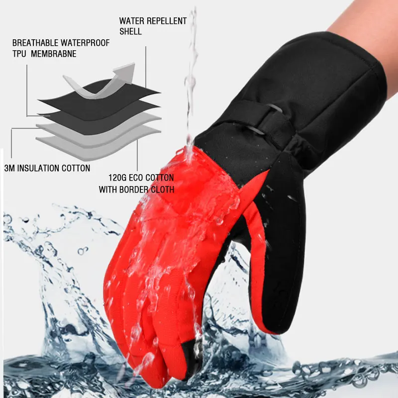 4-Layer Waterproof Breathable Touch Screen Ski & Snow Gloves -40℉ Insulated Warm Winter Gloves for Snowboarding Motorcycle