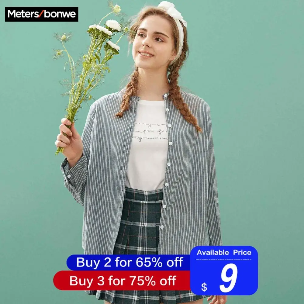 Metersbonwe новые модные женские базовые блузки в полоску, приталенная Повседневная рубашка на пуговицах с квадратным воротником, Офисная Женская рубашка в стиле ретро