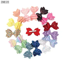 2Pcs/Set Shiny Three Layer Bow Hair Clips Girls Princess Barrettes Glitter Sequins 3Inch Hairbow Festival Party Headwear