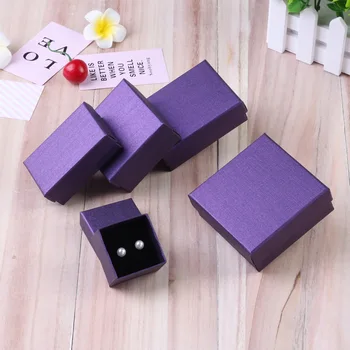 

6pcs Purple Jewelry Set Boxes Cardboard For Necklace Pendants Packaging Jewelry Display Organizer Storage Gift Box Personalized