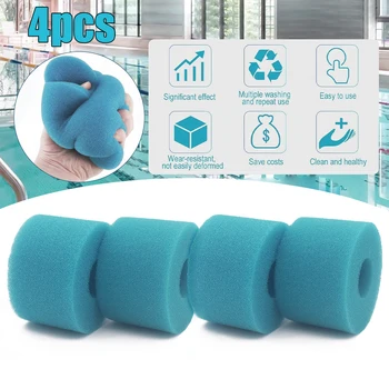 

4PCS High Density Cylindrical Swimming Pool Sponge Filter Reusable Foam Cartridge Washable Filter For Intex Type Accessory