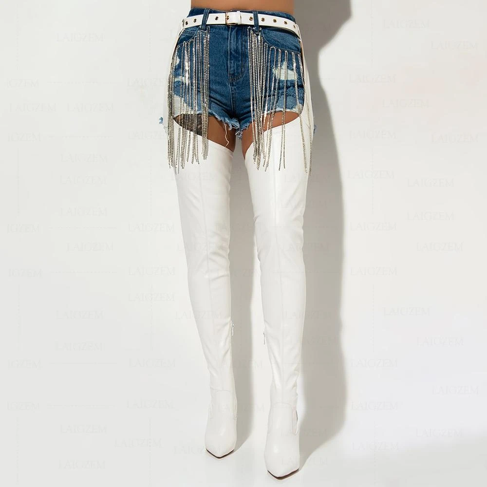 waist high boots with belt