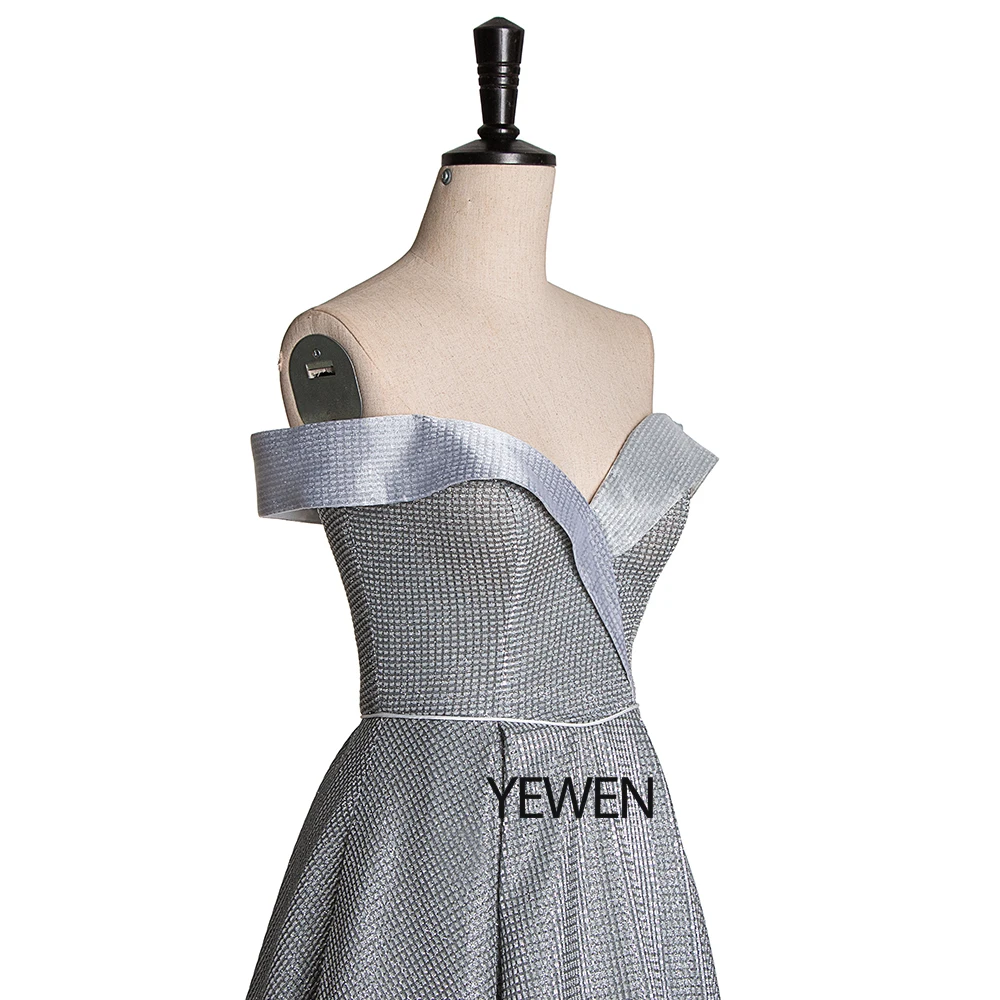 Robe De Soiree Новая мода с открытыми плечами сверкающие Длинные вечерние платья элегантные трапециевидные серые свадебные вечерние платья LT3323-1