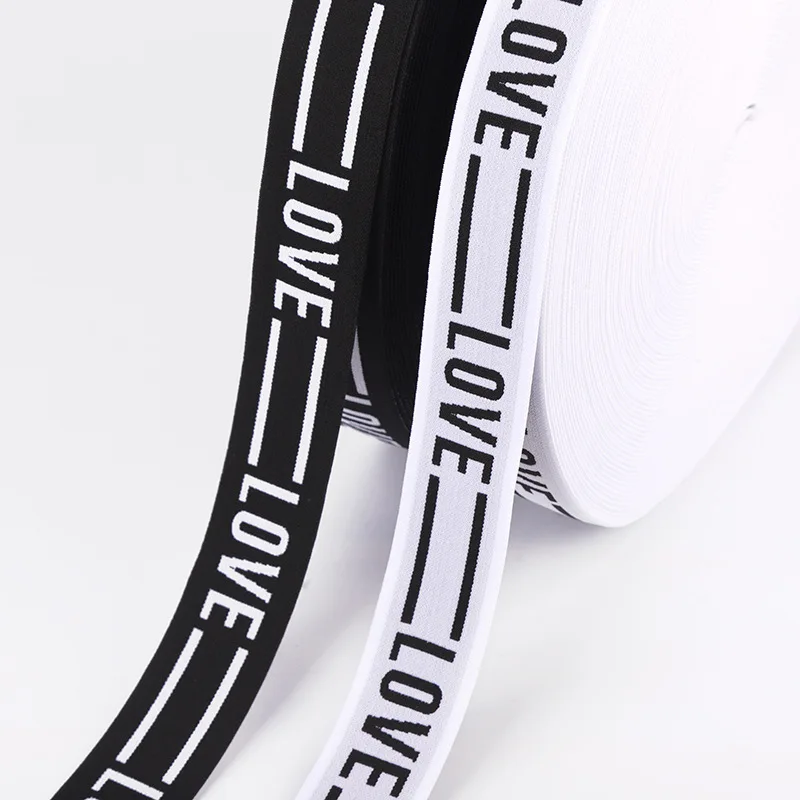 

43 Meters/Lot LOVE Jacquard Elastic Band 25mm/30mm/40mm Nylon Rubber Ribbon Underwear Waistband Dress Belt Sewing Accessories