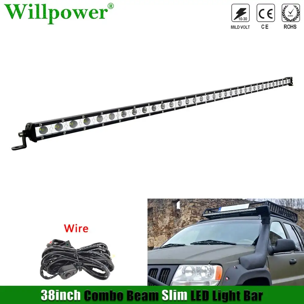 

Single Row 180W 38 inch LED Work Light Bar For Jeep Wrangler JK 4x4 Offroad 4WD Auto SUV ATV UTV Slim LED Bar Combo Driving Lamp