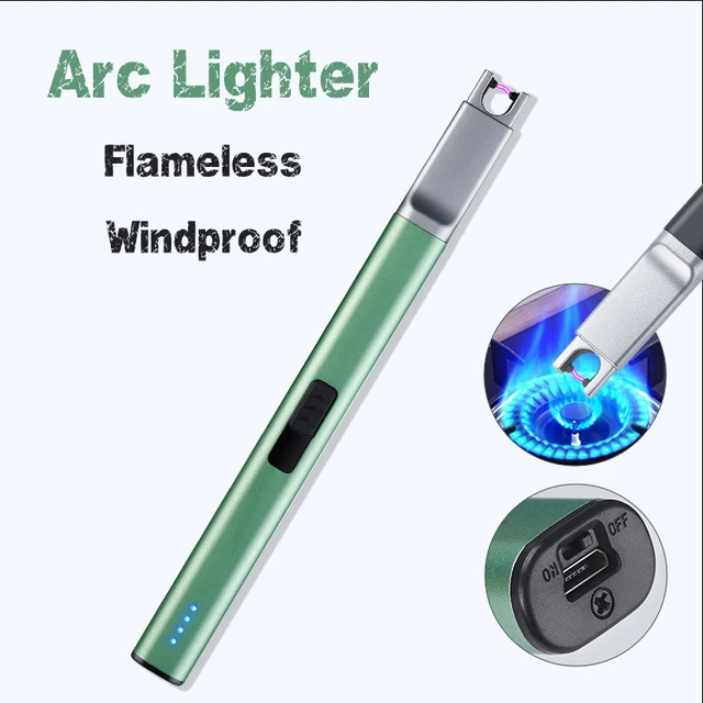 Long Windproof Electric Arc Lighter Candle Lighter With Power Display for  Candle Gas Stove Fireplace BBQ Kitchen Grills - AliExpress