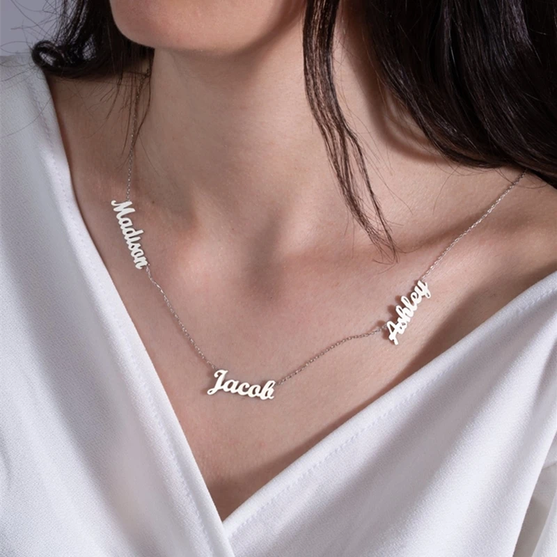 Custom Three Name Necklace Personalized 