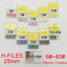 66pcs 6#-80# 25mm Dental Protaper Files H Dentistry Endodontic Instruments Dentist Materials Hand Use Stainless Steel H Files