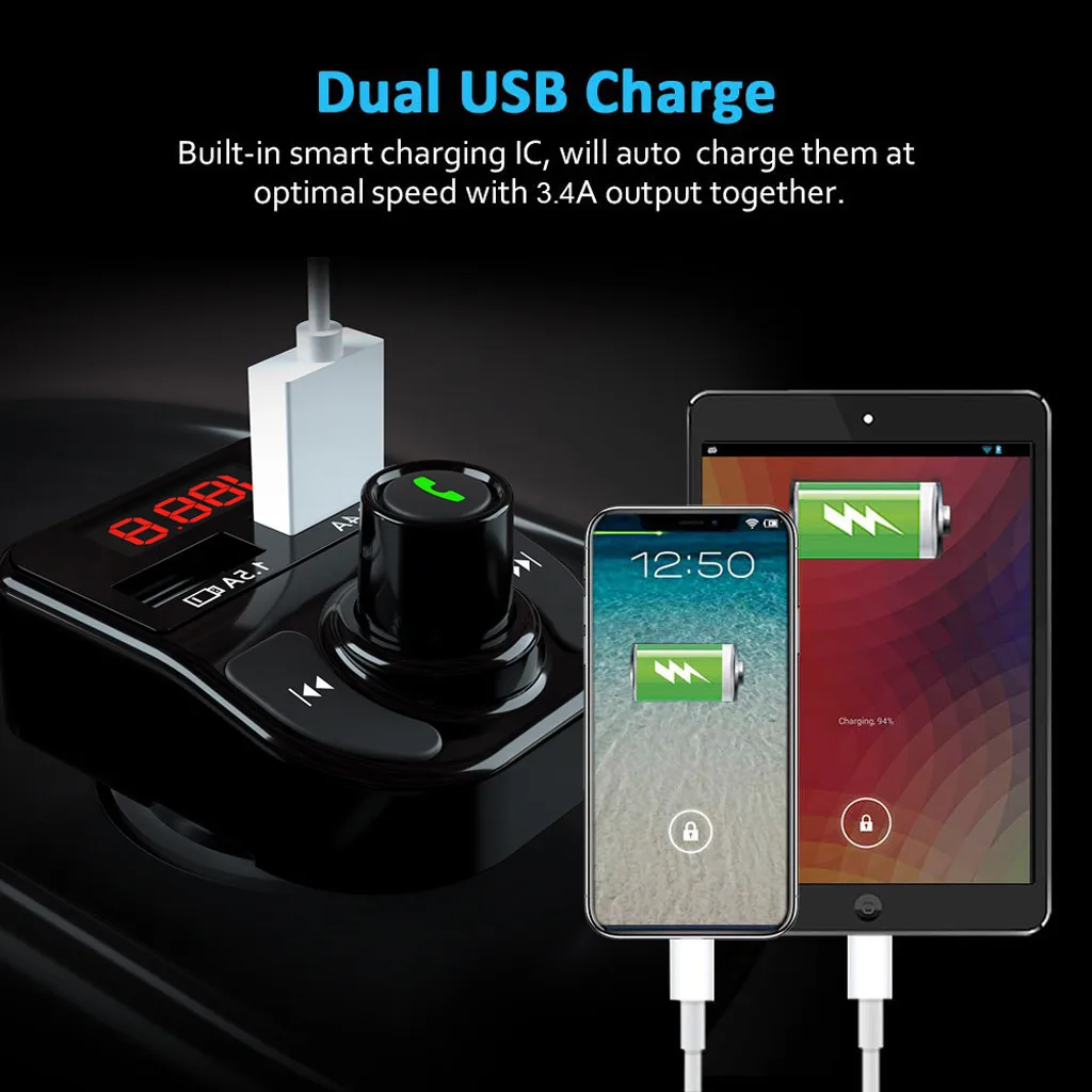 Автомобильный прикуриватель Bluetooth fm-передатчик MP3 плеер Радио адаптер Комплект USB зарядное устройство двойной USB быстрое зарядное устройство автомобильные аксессуары# Ger