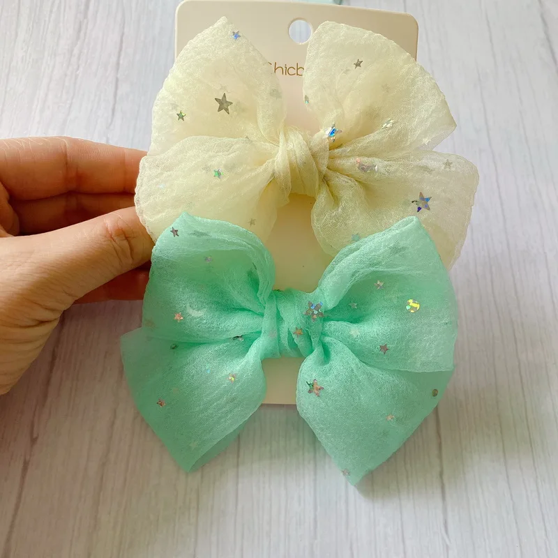 Children New Candy Color Dots Large Hair Bow Hairclips Girls Cute Plaid Bowknot Barrette Kids Hair Clips Baby Hairgrips Headwear