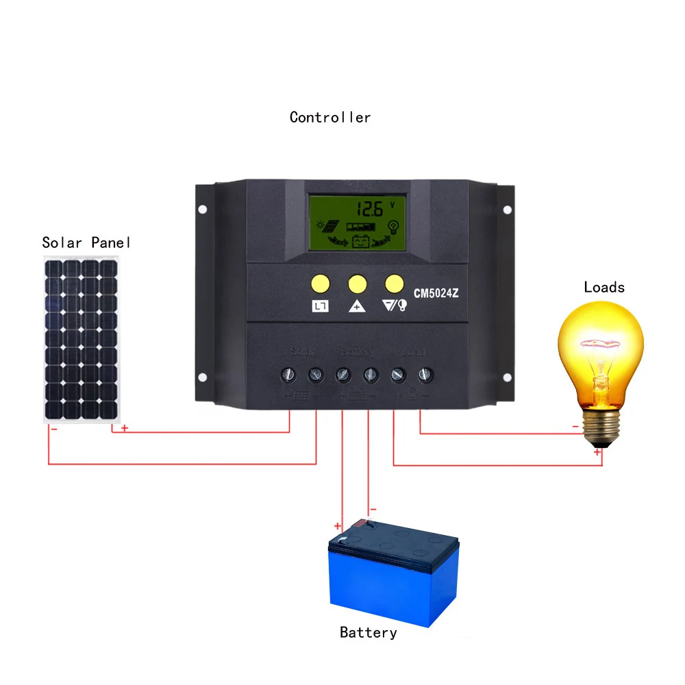 Anself 50A 12 V/24 V AutoPWM Контроллер заряда солнечной батареи с ЖК-дисплеем автоматический регулятор системы батареи для уличного освещения