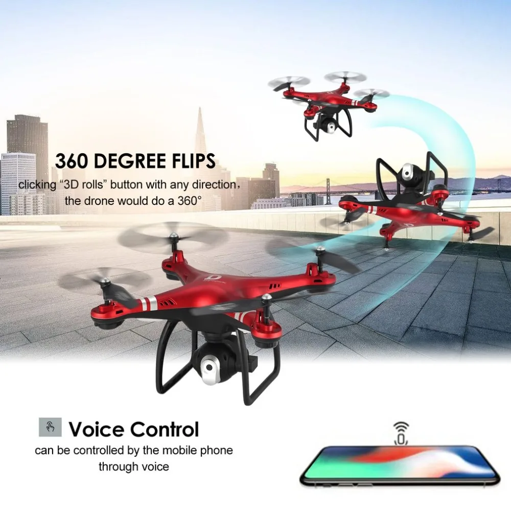 2,4G FPV RC Квадрокоптер Дрон X8 RC Дрон с регулируемой камерой 720P режим удержания высоты Безголовый 3d-флип 18 минут долгий полет
