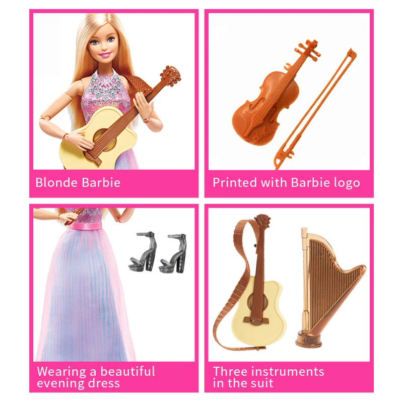 Барби скрипачка девушка музыкальное искусство игрушка Рождественский подарок ребенок подарок набор для художников большая подарочная коробка DLG94
