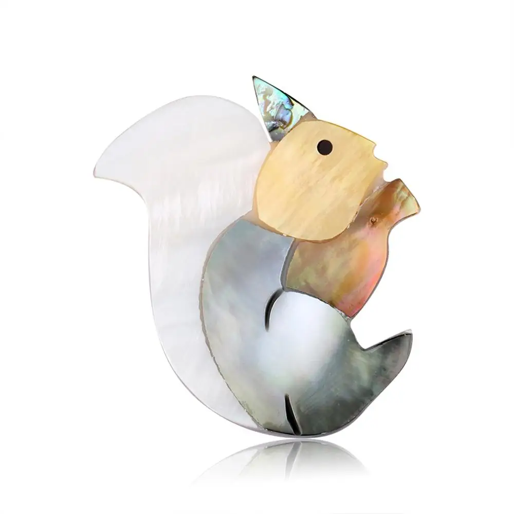 Модная игла в виде животных из мультфильма, Женская Брошь, медведь, пчела, лошадь, белка, кошка, свинья, панда, Милая брошь в форме морской раковины джинсовый значок - Окраска металла: Squirrel