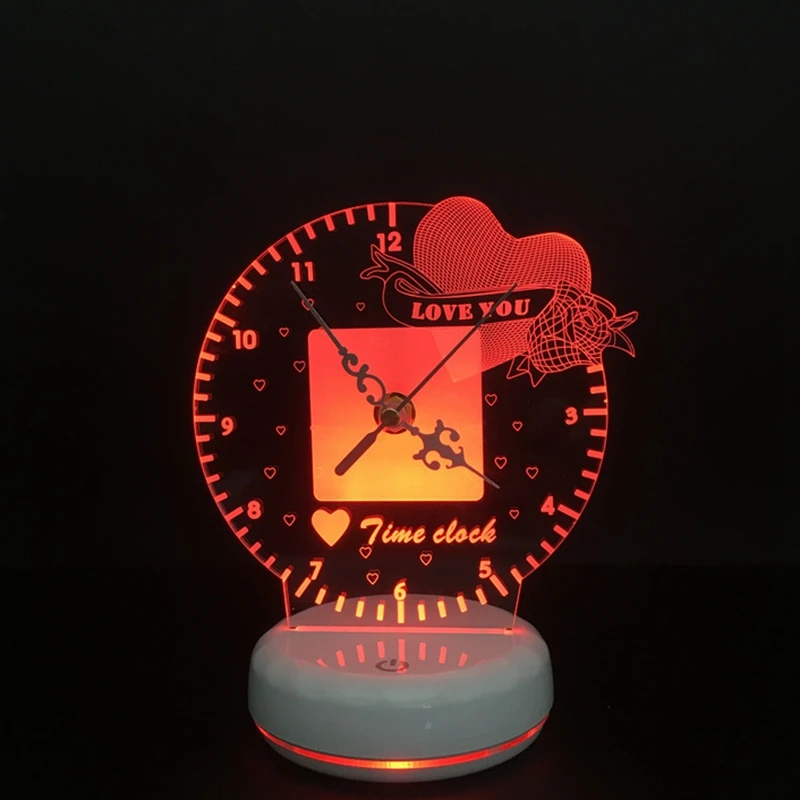 Clock Led Night Light Lamp Remote and Press Switch Control 7 Colors Changeable Desk Lamp Home Decorations
