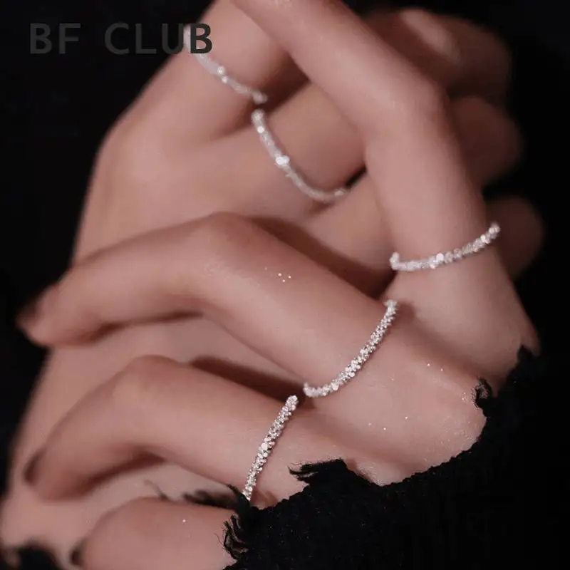 

New Arrived 925 Sterling Silver Sparkling Ring Simple Style Versatile Decorative Compact Index Finger Ring Women Fashion Jewelry