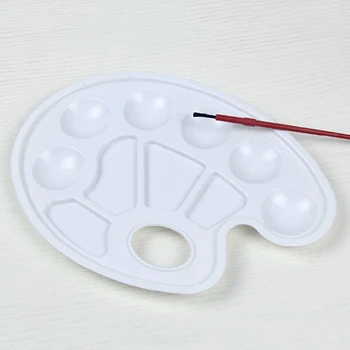 

1pcs Plastic Drawing Tray Color Palette Art Paint For Oil Watercolour White Painting Pallet 10 Wells Design With Thumb Hole