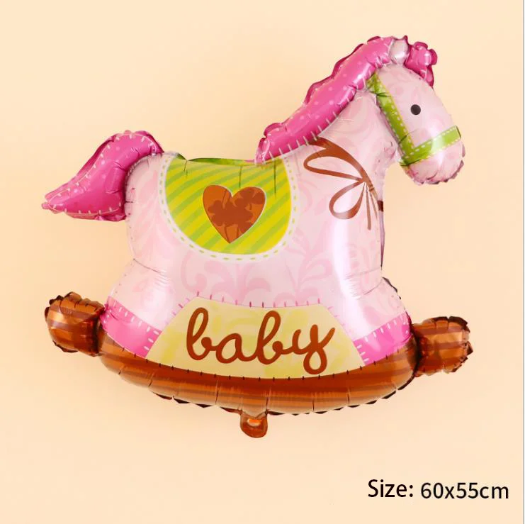 2pcs Baby birthday balloons Gender Reveal Girl or Boy Balloon baby shower Party Foil Balloons Birthday Party Decor - Цвет: Girl wooden horse
