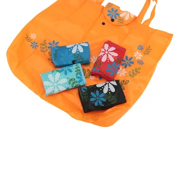 

1 PC Flower Printed Shopping Bag Oxford Cloth Handbag Folding Environmental Reusable Bag Random Color