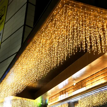 

5M Christmas Garland LED Curtain Icicle String Lights Droop 0.4-0.6m AC 220V Garden Street Outdoor Decorative Holiday Light