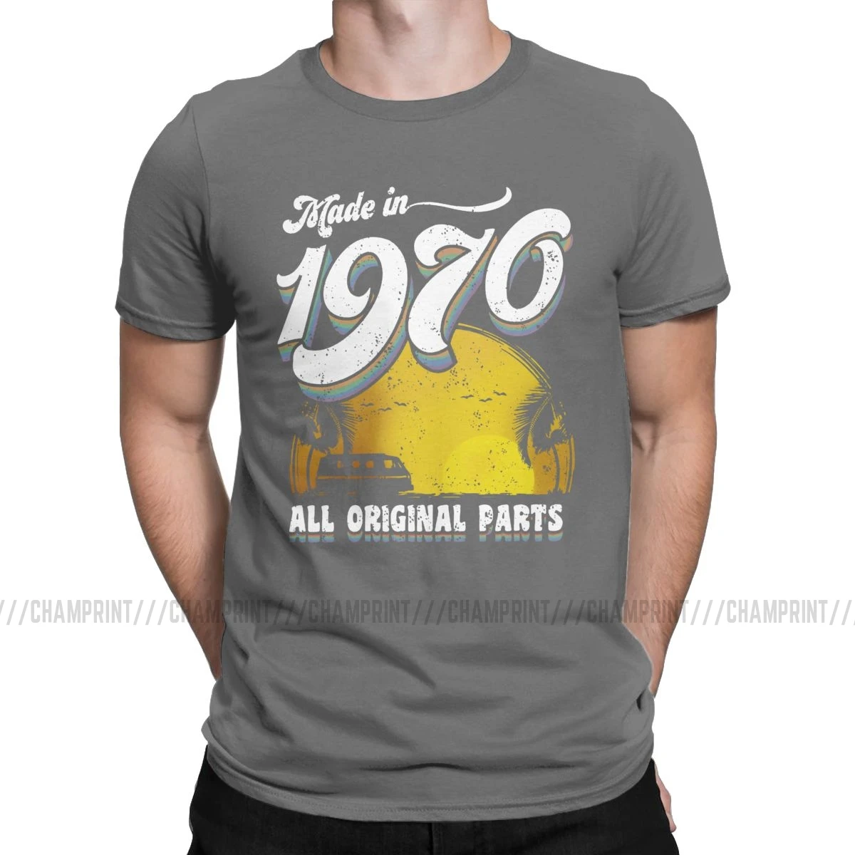 Humor сделано в 1970 все оригинальные части 50 подарок на день рождения Футболка мужская хлопок футболки юбилей короткий рукав футболки размера плюс Топы - Цвет: Темно-серый