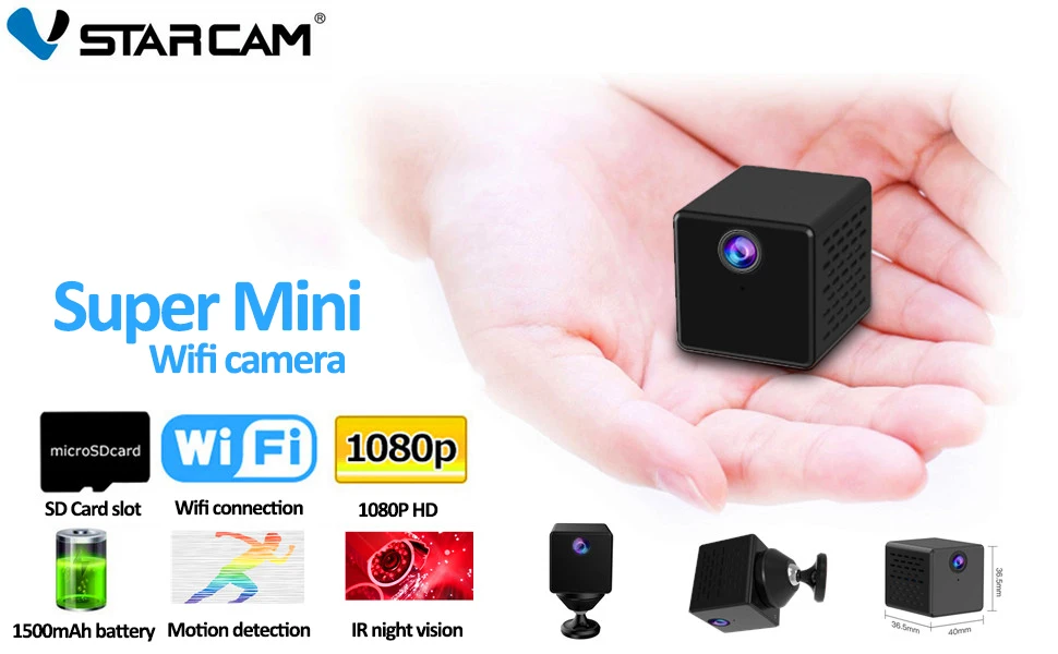 Vstarcam 1080P мини камера C90S аккумуляторная батарея IP камера безопасности Sureveillance камера Wifi и DV рекордер 2 в 1