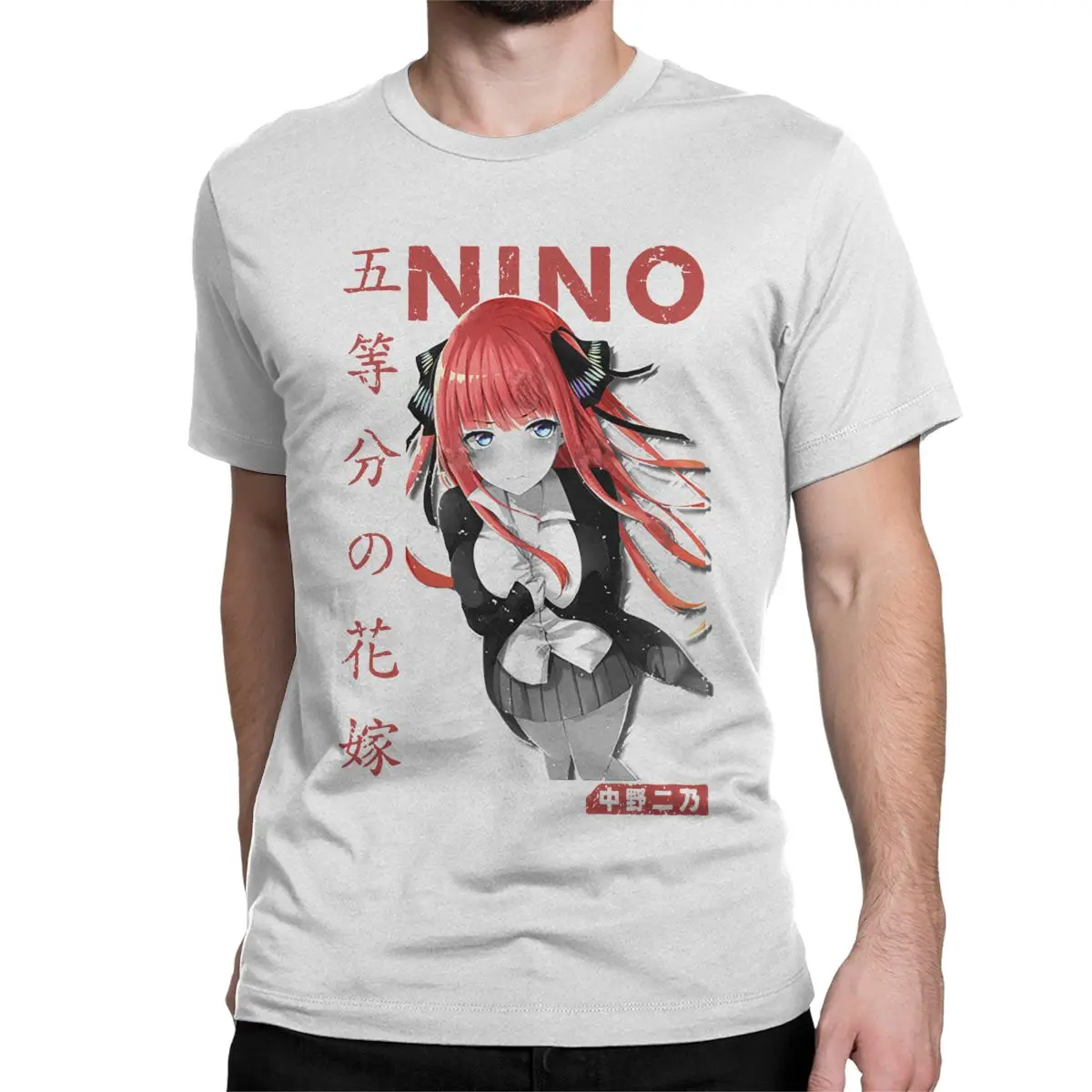 The Quintuplets Nino V1 Go Toubun No Hanayome футболка для мужчин хлопок футболки Аниме короткий рукав размера плюс - Цвет: Белый