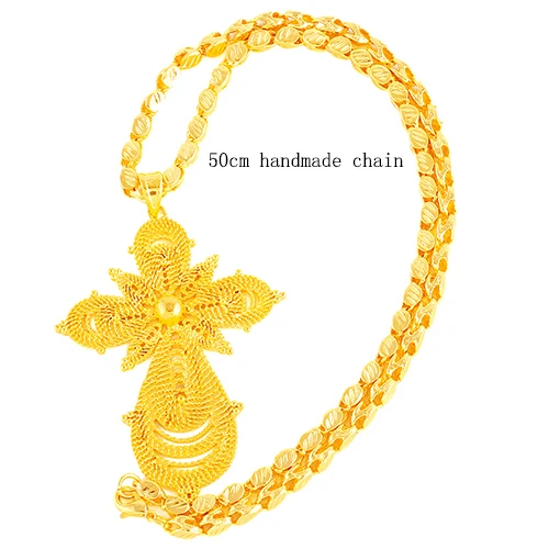 50cm chain Ethlyn Эфиопский золотой цвет подвеска с большим крестом ожерелья для женщин/мужчин эритрейские товары P96 - Окраска металла: 50cm chain
