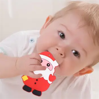 

1pc Cartoon Baby Infant Teething Toy Silicone Santas Teether Toys Soft Safe Kids Chew Toys for Babies Toddler Use Red