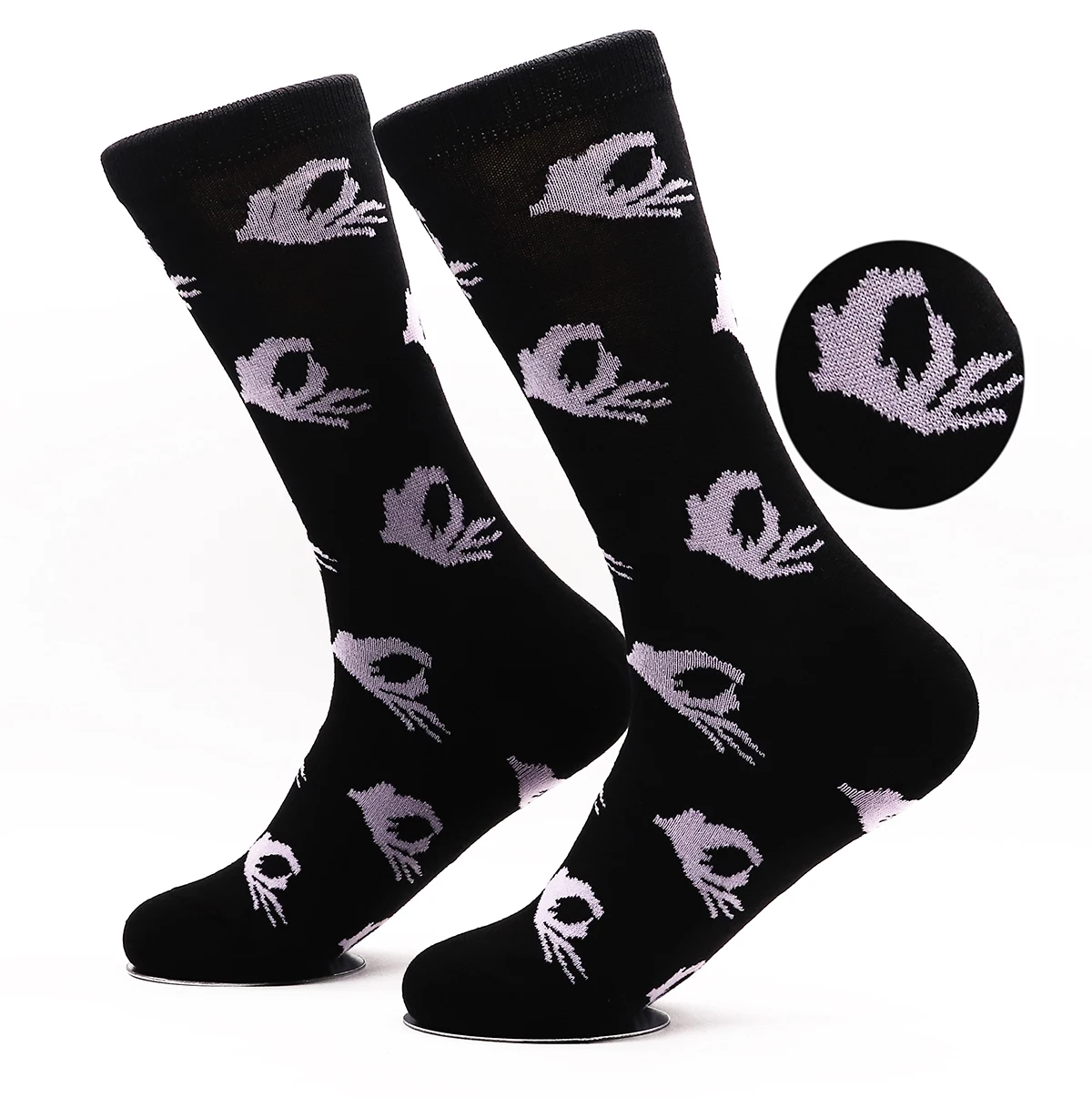 Men Unisex Winter Knitted Mid-Calf Long Crew Socks Funny OK Gesture Printed Hip-Hop Trendy Cotton Hosiery Skateboard Streetwear